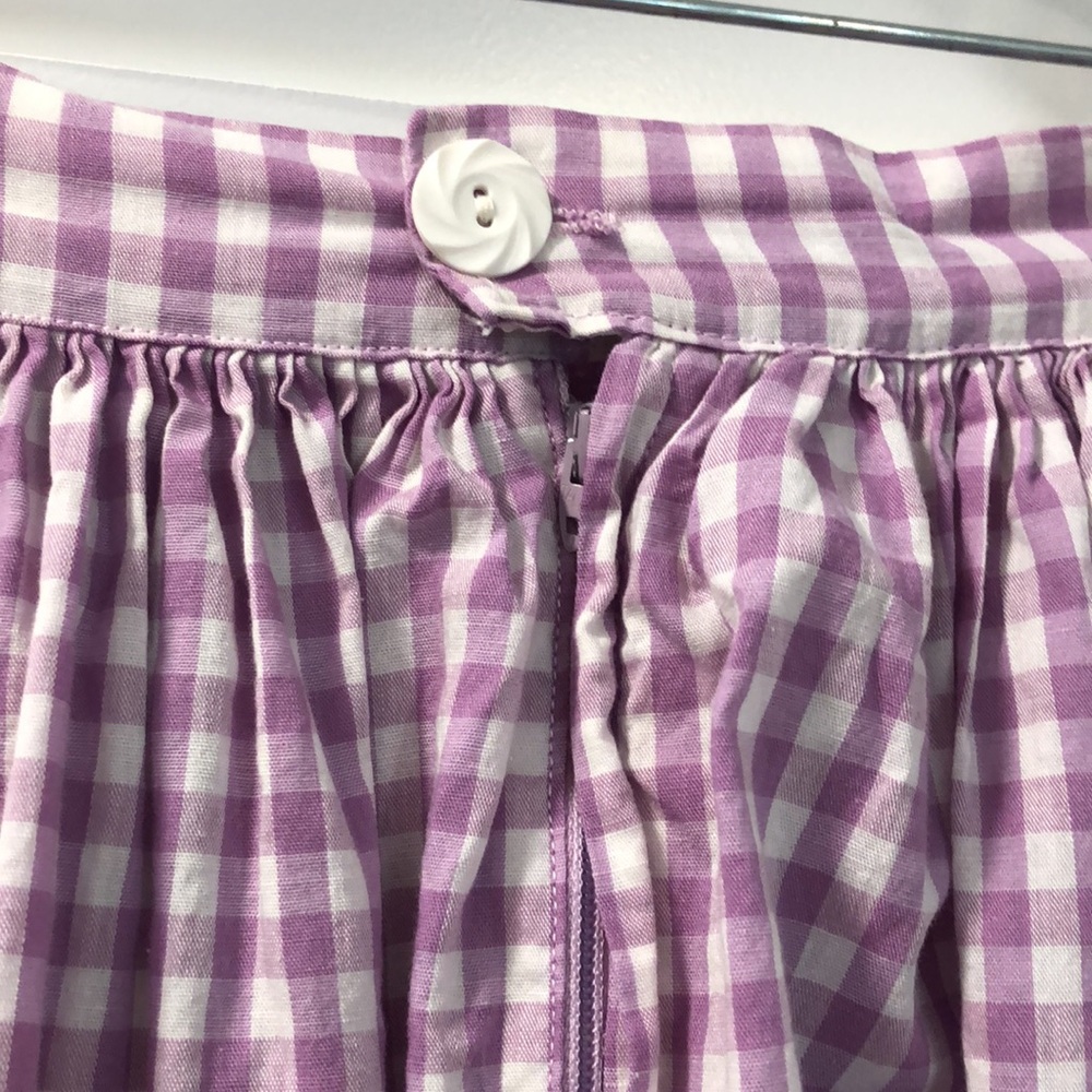 Handmade Gingham square dance Skirt Women's XS Vintage Lace Trim purple twirling - Picture 6 of 9